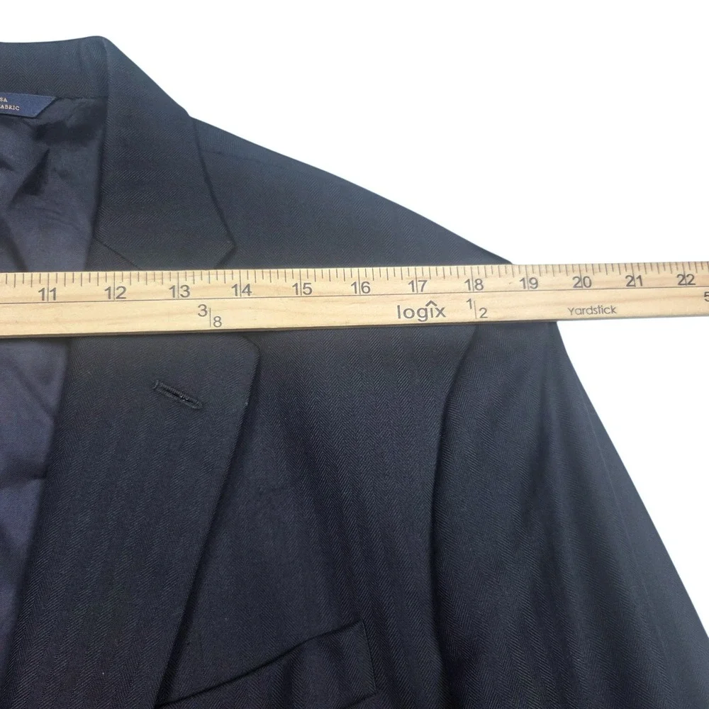 Brooks Brothers Saxxon Wool 1818 Madison Blazer Mens 42L Dark Blue Herringbone